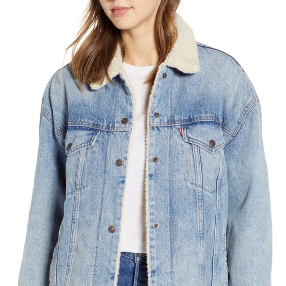 LEVI'S Oversize Faux Shearling Lined Trucker Jacket size 4xL
